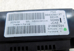 PEUGEOT 307 2,0 HDI 2002r PANEL NAWIEWU KLIMATYZACJI 96430991XT
