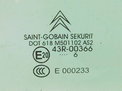 CITROEN C6 2.7 HDI 07r SZYBA DRZWI LEWY TYŁ KLEJONA DWUWARSTWOWA 