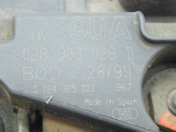 SEAT LEON I TOLEDO II 1.8 20V 99r ALTERNATOR 90A 028903028D 0124325003
