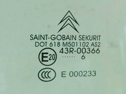 CITROEN C6 2.7 HDI 07r SZYBA DRZWI PRAWY TYŁ KLEJONA DWUWARSTWOWA 