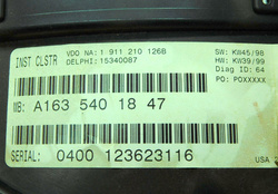 MERCEDES ML W163 2.7CDI 00r LICZNIK ZEGARY PRĘDKOŚCIOMIERZ A1635401847