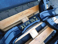 BMW X5 F15 X6 F16 M50d 3.0D 15r SANKI BELKA ŁAWA WÓZEK KOŁYSKA TYŁ